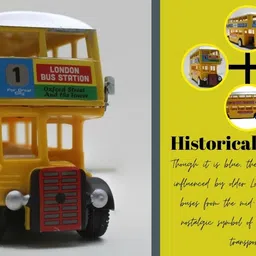 neoinsta shopping Medium size pull back plastic double decker bus yellow with rubber tyre for kids image 2