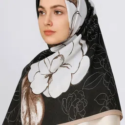 hijab Printed Viscose Women Black Faux Turtleneck Neck Cover, Scarf, Bluetooth Scarf, Fancy Scarf, Stole-picture-37