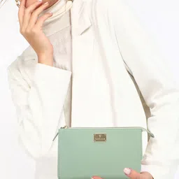 van heusen Women Casual Green Genuine Leather Wallet image 2