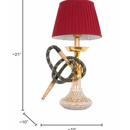 fos lighting Hookha Transparent Glass Base Table Lamps with Maroon Fabric Shade image 4