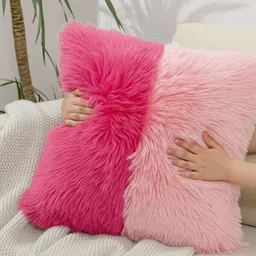 pickkart Microfibre Cushion Pack of 1 Solid Faux Fur Decorative Throw Pillow, 12x12 Inches Soft Plush, Modern Home Decor image 4