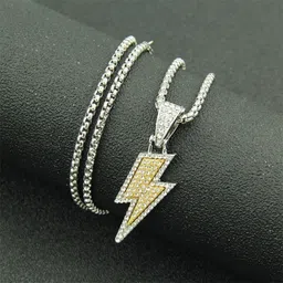 murali wala Lightning Bolt Pendant Necklace for Men & Women Stainless Steel Pendant Set-picture-12