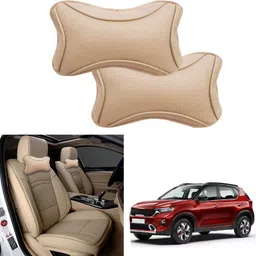 peeps store Beige Leatherite Car Pillow Cushion for Kia-picture-22