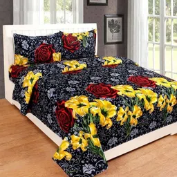 n g products Polycotton Double Flat 160 TC Floral Bedsheet-picture-11