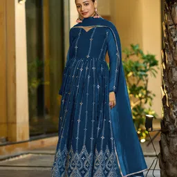 janardan Embellished Georgette Stitched Anarkali Gown-picture-25