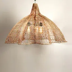 habereindia Novelty Handmade Bamboo Pendant Hanging Light (Beige)-picture-13