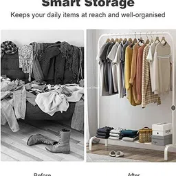 snkr essentials Aluminium Floor Cloth Dryer Stand Storage Rack 6 Hooks Coat and Umbrella Metal image 5