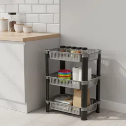 mitoxi Multi-Layer Kitchen Organizer Stand for Vegetables, Fruits & Essentials Plastic Kitchen Trolley image 2