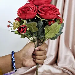 satyam kraft 1 Pcs Artificial Rose Peony Flower Gifting,Home,Room,Office,Bedroom,Living Room Red Rose Artificial Flower image 2