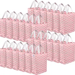 heart home Non-Woven Reusable Zig-Zag Shopping Handbag|Pack of 24|Pink Pack of 24 Grocery Bags-picture-14