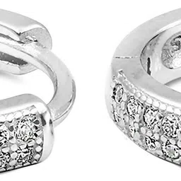 zarkan Cute Double Line Solid For Women Zircon Sterling Silver Earring Set-picture-22