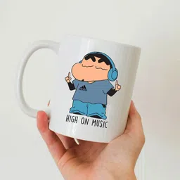 zori Premium Quality " Shinchan High On Music " Printed Glossy Finished Ceramic Coffee Mug image 4