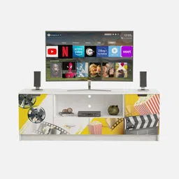 sivom Zebra Digitally Printed TV Entertainment Unit With UV Protected Coating & Storage In White Finish image 4