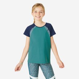 domyos Girls' Breathable Quick Dry T-shirt S500 - Green Print-picture-39