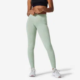 Women's Slim-Fit Fitness Leggings Fit+ 500 - Light Green Print-image-7