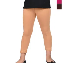 BAESD Girls Pack Of 3 Cotton Lycra Mid Rise Ankle Length Leggings-picture-16