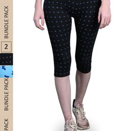 FRENCH KLEIDER Girls Pack of 2 Printed Skinny Fit Cotton Lycra Capris-picture-28