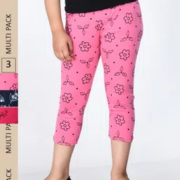 IndiWeaves Girls Pack Of 3 Printed Pure Cotton Capris-picture-21