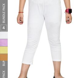 IndiWeaves Girls Pack Of 4 Pure Cotton Capris-picture-48
