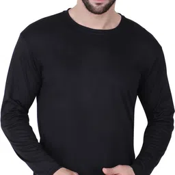 fabshore Men Solid Round Neck Polyester Grey T-Shirt image 1