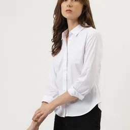marks & spencer Women Regular Fit Solid Spread Collar Casual Shirt image 2