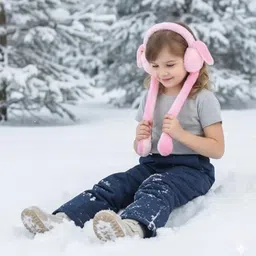 pamidhar Cute Rabbit Bunny Design Soft Foldable Ear Moving Earmuff for Girls & Kids Ear Muff image 4