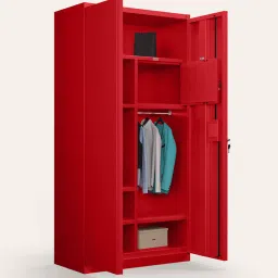 godrej interio Flynn Textured 2-Door Metal Wardrobe in Carmine Red Finish image 4