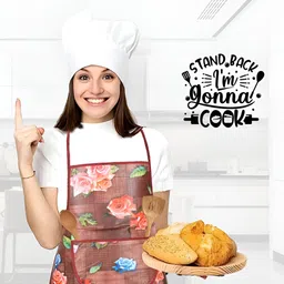 Kuber Industries Maroon & Pink Floral Printed Waterproof Apron With Front Pocket image 2