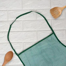 Kuber Industries Green & White Checked Kitchen Apron image 2