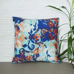 Aqua Poly Cotton Abstract 16x16 inches Cushion Covers (1pc) by Zeba image 1