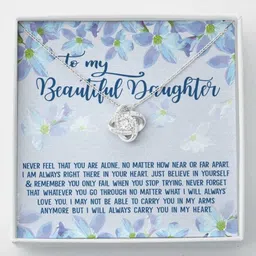 To My Beautiful Daughter Necklace Gift â€“ Never Feel That You Are Alone Zircon Silver Pendant Set-image-56