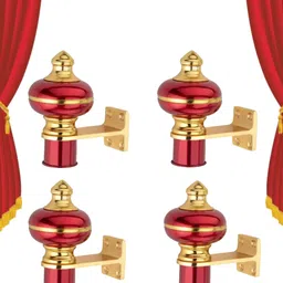 salveen Gold, Red Curtain Knobs, Rod Rail Bracket, Curtain Rods Metal image 2