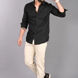 fubar Men Slim Fit Cream Cotton Blend Trousers image 4