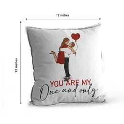 ecraftindia Valentine Combo of Colorful You Are My One And Only Boy Holding Girl Up With Balloon Print Cushion & Mug With Keychain Gift Set image 3