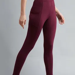 blinkin Solid Women Maroon Tights image 5