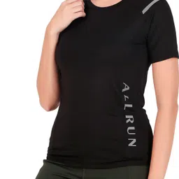 xingr Women Solid Round Neck Polyester Black T-Shirt-picture-10