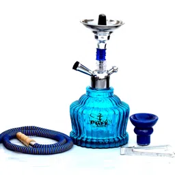 puff king Hookah Pot Set MATT QT for Flavour Hukka (13 Inches) Sky Blue 13 inch Glass Hookah image 2