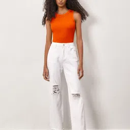 toochki Casual Sleeveless Solid Women Orange Top image 5