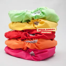 urban jungle Reusable Cloth Button Diaper & White 5 Layer Insert for Baby(4 Diaper +4 Insert) - S - M-picture-15