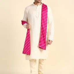 dupatta bazaar Chiffon Striped Pink Men Dupatta image 3