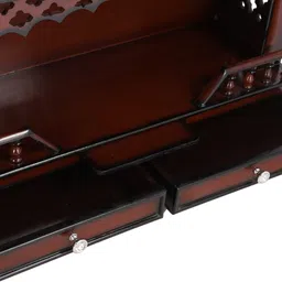 dzyn furnitures Sunanda Bhawan Large Wall Mount Pooja Mandir without Door (Brown Gold) image 4