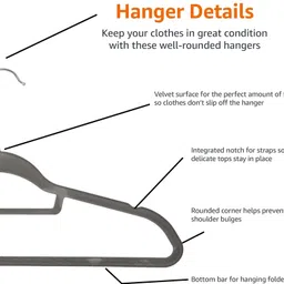 navin Velvet Hanger set with 360° Swivel Hook, Non Slip notched shoulders with Tie bar Plastic Shirt Pack of 10 Hangers ForShirt image 3