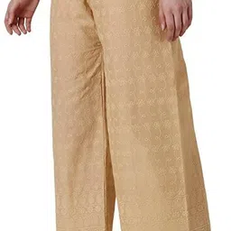 amfabrics Women Regular Fit Beige Cotton Blend Trousers image 4