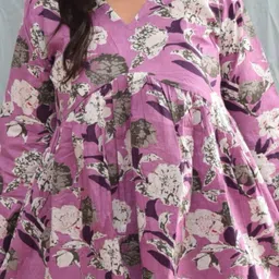 prishafabrics Casual Regular Sleeves Floral Print Women Purple Top image 5