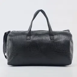 dafter 27.72 L Gym Duffel Bag - Vegan Leather Gym Duffel Bag & Handheld Bag with Shoulder Strap & 2 Compartments - Black image 3