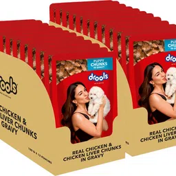 drools Chunks in gravy for Puppy - Chicken Liver and Real Chicken 3.6 kg (24x0.15 kg) Wet Young Dog Food-picture-27