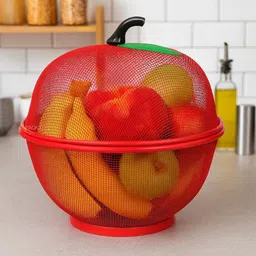 mogadget Apple Shape Fruits & Vegetables Basket for Kitchen With Net Cover(SET OF 2)bp Stainless Steel Fruit & Vegetable Basket-picture-15