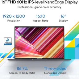 ASUS Intel Core i5 12th Gen 12500H - (16 GB/512 GB SSD/Windows 11 Home) X1605ZAC-MB542WS Thin and Light Laptop image 3