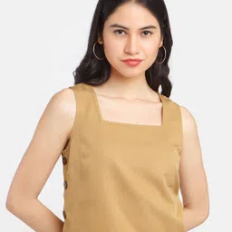 Zink London Brown Solid Crop Top image 1