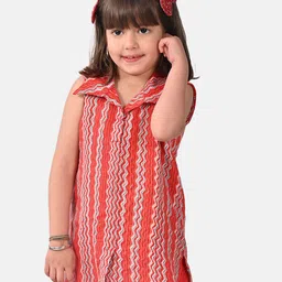 Sangria Girls Printed Sleeveless Pure Cotton Shirt-Style Top image 1